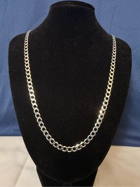 22” Solid 925 5mm Sterling Silver Curb Chain